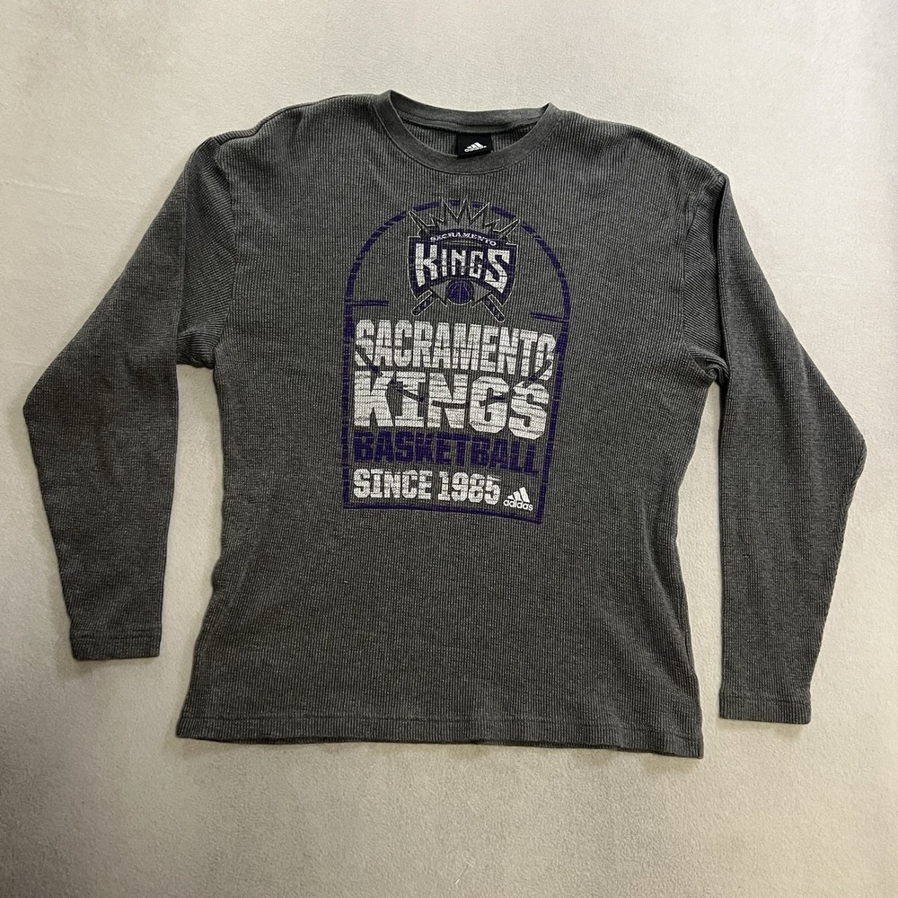 Sacramento Kings Adidas Thermal Shirt Men's Size Large Gray Long Sleeve NBA